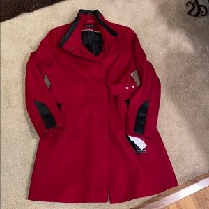 NWT-Via Spiga Red Pea Coat- Size 12